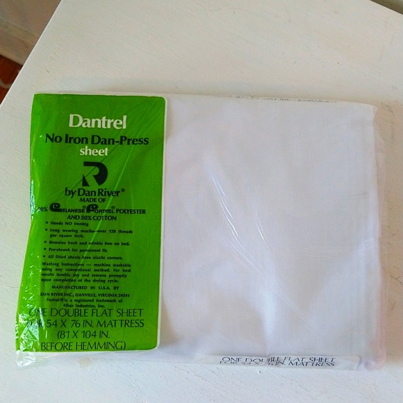 Vintage Dantrel No Iron Dan-Press One Double Flat Sheet NWT - Picture 3 of 5